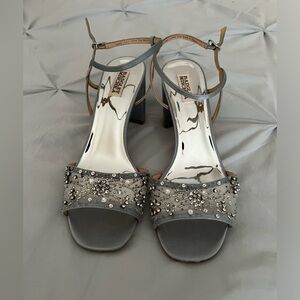 Badgley Mischka light blue strappy heeled sandals